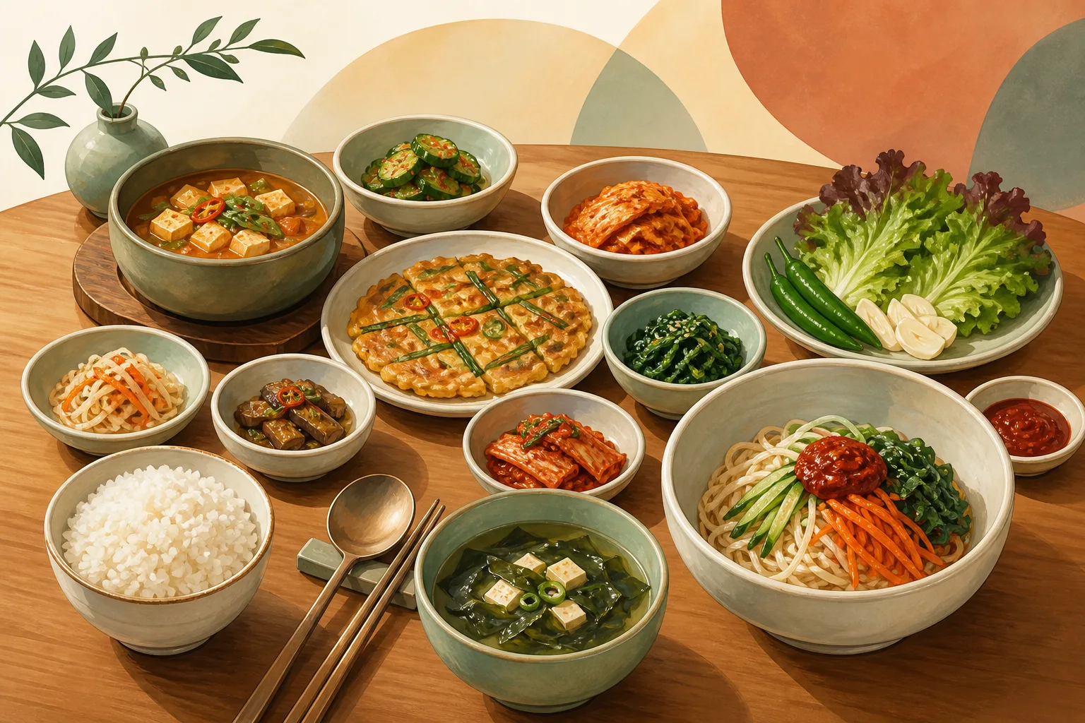대한민국의 음식이 놓인 식탁